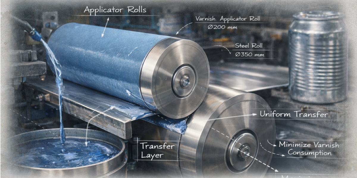 Detalle de línea de barnizado metálico